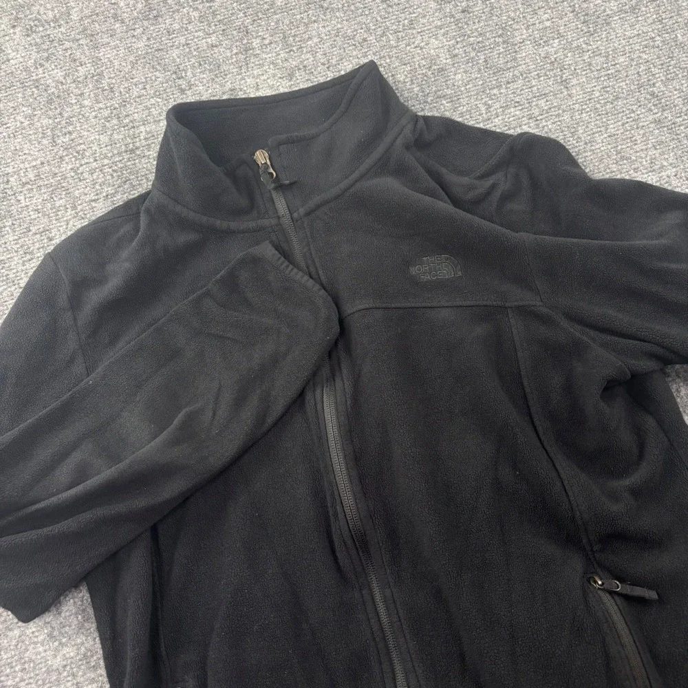 The North Face Fleece Jacket Large Black Full Zip Mock Neck Mens